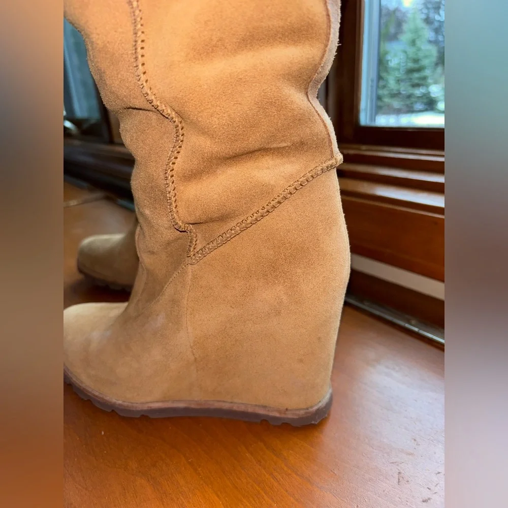 Womens UGG high heel platform suede warm boots - Picture 4 of 12